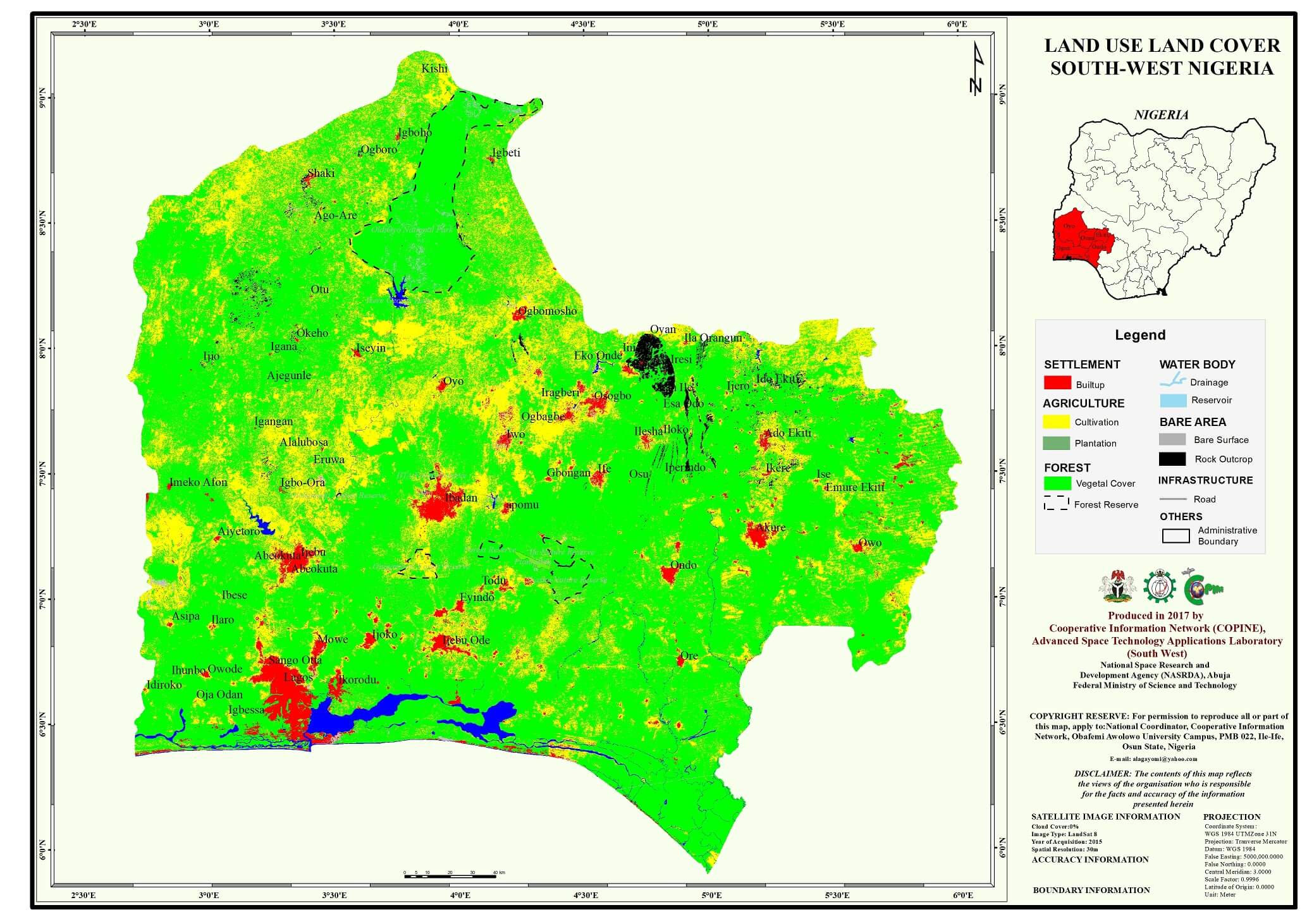 landuse landcover map of southwest nigeria 2005