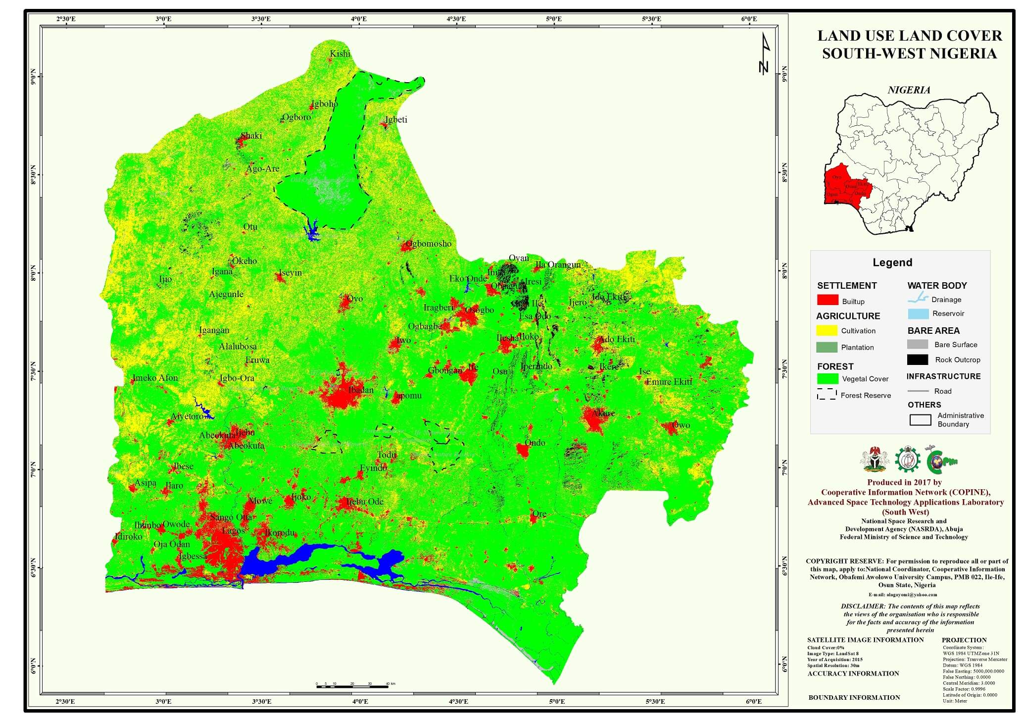 landuse landcover map of southwest nigeria 2015